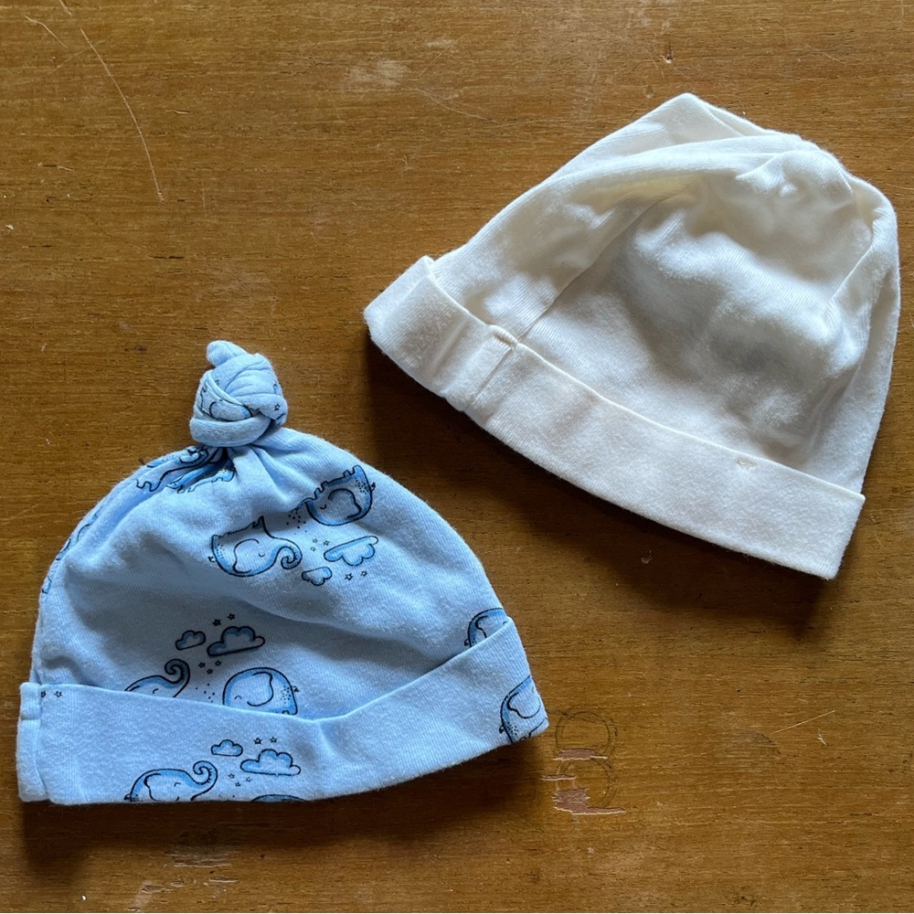 Two NB Newborn Infant Hats 0-3 months FREE with purchase